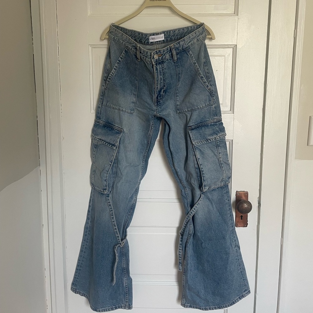 Zara TRF BELT LOOP CARGO JEANS - Picture 7 of 9